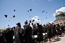 College Grads tossing hats